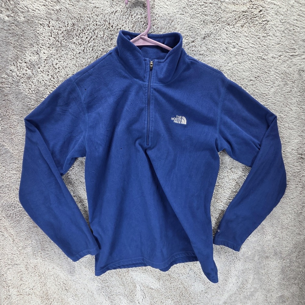 The North Face Sweatshirt Boys Large Blue TKA 100 Fleece 1/4 Zip Pullover